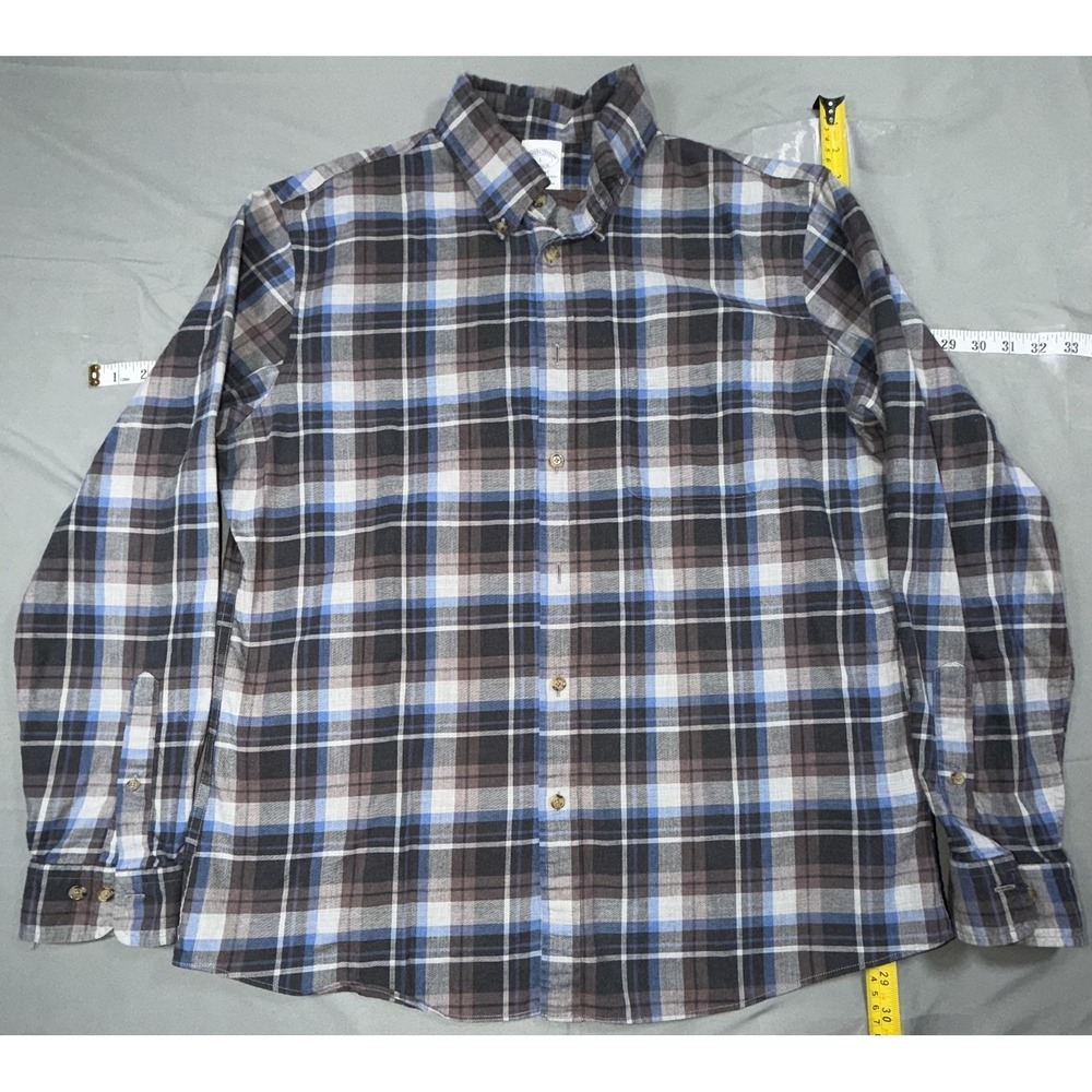 Brooks Brothers Shirt Mens L Multicolor Plaid Twill Long Sleeve Button Up Casual